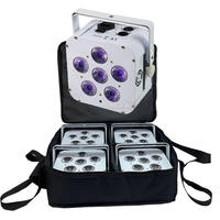 Projecteur LED plat 6-en-1 alimenté par batterie 6x18W RGBWAUV avec contrôle DMX512 sans fil 2,4 GHz pour DJ, discothèque et éclairage de scène