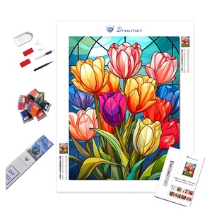 DM-120 <span class=keywords><strong>Peinture</strong></span> au diamant sur toile <span class=keywords><strong>en</strong></span> flanelle, <span class=keywords><strong>fleurs</strong></span> <span class=keywords><strong>de</strong></span> tulipes, art au diamant, vente, broderie, <span class=keywords><strong>bouquet</strong></span>, cadeau <span class=keywords><strong>de</strong></span> la Saint-Valentin - Product Image 1