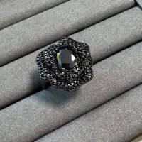 TIANSHE [Série Noire] Boucles d'oreilles, bagues, bracelets vintage, accessoires de luxe pour robe, ensemble noir