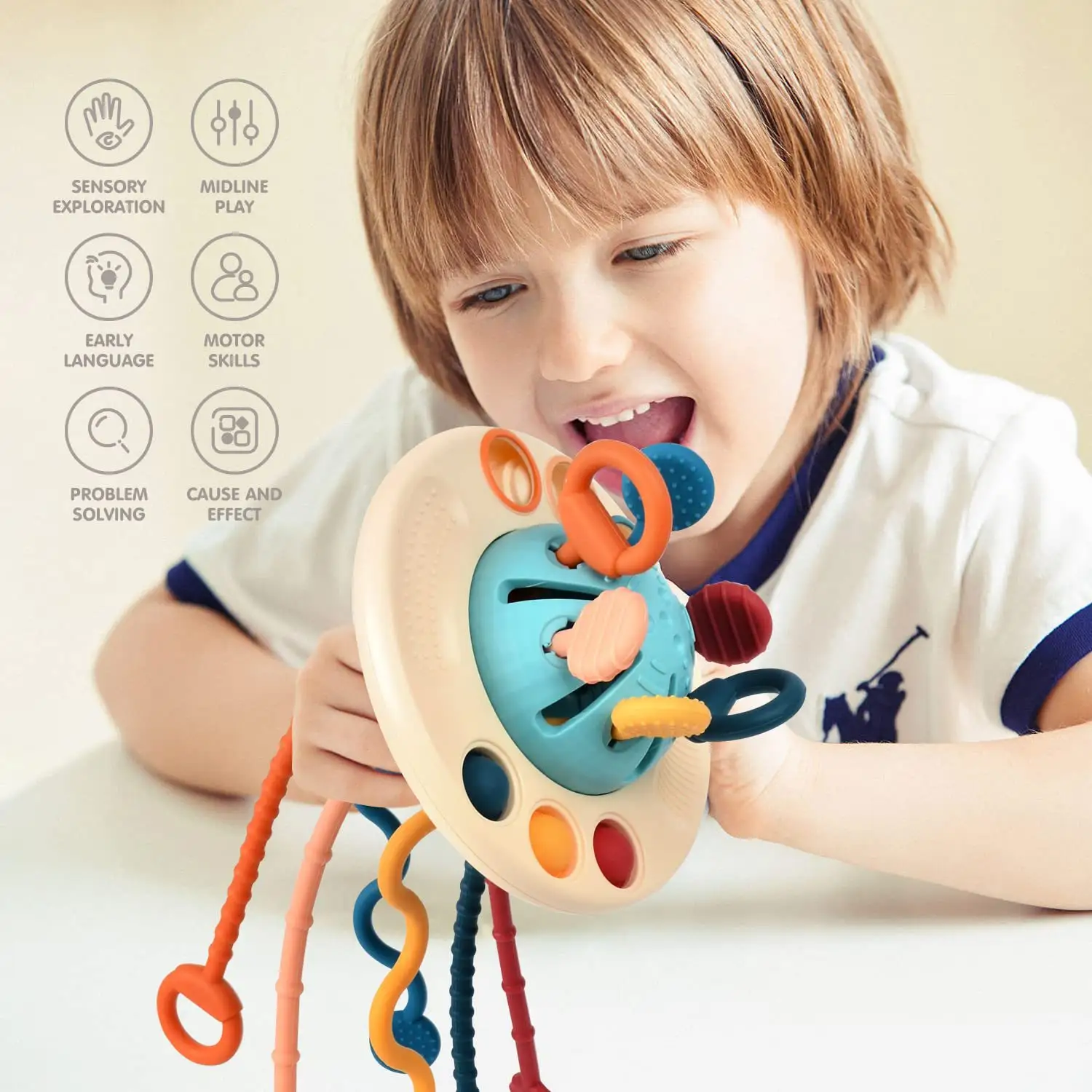 0-3 anni giocattoli sensoriali per bambini UFO per uso alimentare giocattoli Montessori per allenamento con dita morbide giocattoli in Silicone per bambini