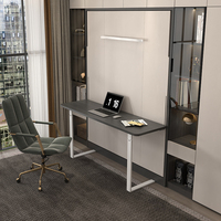 Table de bureau invisible minimaliste moderne lits escamotables appartement étude lit mural multifonctionnel bibliothèque armoire en verre