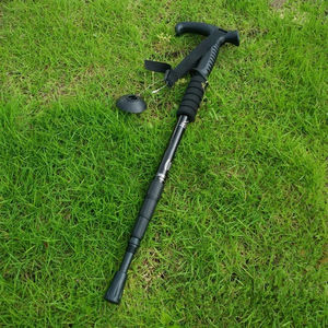 Bâton de marche unisexe en aluminium anti-choc pour la randonnée et le trekking, avec poignée en caoutchouc de type T, réglable en carbone, pour la vente en gros - Product Image 2