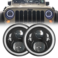 Phares de projecteur ronds Led de 7 pouces pour Land Rover Defender 7 "lampe Halo Angel Eyes avec clignotant pour Jeep JK pour Renegade