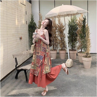 Robe midi sans bretelles pour femme, style bohème, en tricot ajouré, sans manches, 100% coton, coupe trapèze, écologique, pour les vacances à la plage, décontractée pour l'été