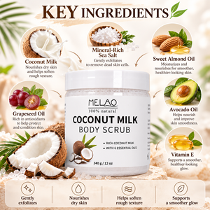 Exfoliante corporal orgánico Natural, exfoliante anticelulítico, hidratante, blanqueador, leche de coco - Product Image 3