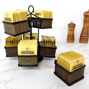 Bustine di tè espositore grande capacità 96 pezzi bustina di tè 2 livelli in metallo nero sacchetto di tè armadietto <span class=keywords><strong>dispensa</strong></span> - Product Image 3