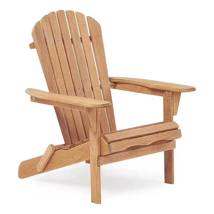 Adirondack-silla plegable de madera para exteriores, asiento de jardín, playa, Media ensamblada