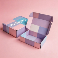 Boîte d'expédition auto-élevante en carton ondulé écologique et recyclable, motif damier pastel, imprimée en couleur, pour petites expéditions