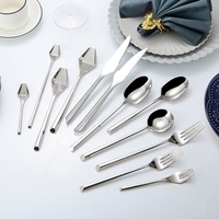 Ensemble de couverts de luxe modernes en acier inoxydable 18/10, finition miroir, écologiques, certifiés CE, pour mariage, couleur argentée unique