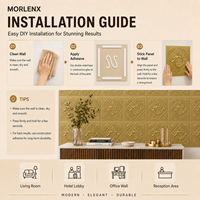 Panel de Pared Decorativo Floral 3D en PVC Dorado MORLENX, Revestimiento de Pared Clásico en Relieve para Interiores de Clubes y Salones de Comedor