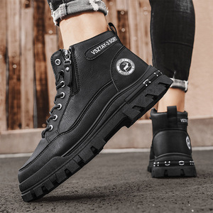 Chaussures pour hommes, confortables et douces, surface en cuir, nouvelles bottes de sport et de loisirs respirantes, antidérapantes et résistantes à l'usure - Product Image 3