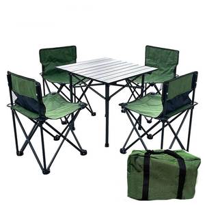 Modern Aluminum Camping <b>Chairs</b> and Folding Outdoor <b>Tables</b> Set <b>for</b> Events Gym Workshop-4 <b>Chairs</b> & Small <b>Dining</b> <b>Table</b> - Product Image 1