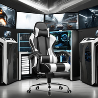 Chaise de jeu d'ordinateur de course ergonomique pivotante en cuir pour hommes bon marché bleue chaise de jeu led Silla Gamer rgb avec repose-pieds