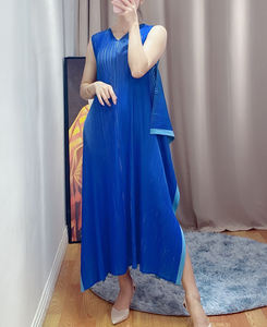 Mini abito estivo Casual donna donna taglie forti <span class=keywords><strong>a</strong></span> <span class=keywords><strong>righe</strong></span> in Chiffon intrecciato con <span class=keywords><strong>motivi</strong></span> <span class=keywords><strong>a</strong></span> pieghe senza maniche vita naturale XS Fit - Product Image 2