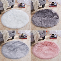 Tapis rond rose, tapis en peluche, tapis moelleux pour chambre à coucher, tapis circulaires shaggy