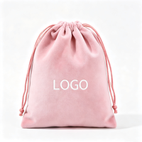 Pochette en velours léger avec cordon de serrage, logo personnalisé, sac en velours doux pour bijoux, cadeaux, cosmétiques, maquillage, petits accessoires