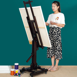 Chevalet de dessin professionnel de qualité supérieure, grand, à manivelle, double bascule, en bois de hêtre, pour studio d'art, avec quatre roues - Product Image 4