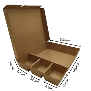 Biodegradables كرافت مخصص واخراج مربع التعبئة والتغليف يسلب الوجبات السريعة المعكرونة البيتزا حافظة طعام ورقية للذهاب مربع