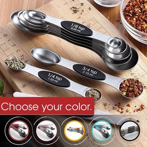Ensemble de 8 cuillères à mesurer magnétiques en acier inoxydable avec aimants puissants, ustensiles de cuisine en métal robustes pour la pâtisserie et la cuisine - Product Image 4