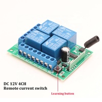 Interrupteur à distance sans fil universel 433Mhz, module récepteur de relais DC 12V 4CH avec émetteur à distance à 4 boutons