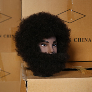 Tête de mannequin homme africain pour coiffure, perruque bouclée, cheveux naturels humains pour la pratique du tressage et la <span class=keywords><strong>coupe</strong></span> de cheveux - Product Image 3