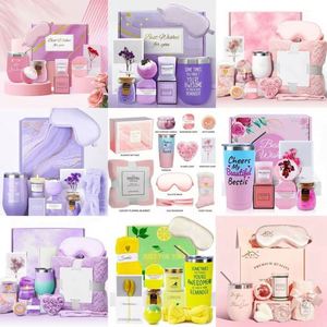 Cotton Box Eco-Friendly Digital Printed Modern Flower Display Shower Spa Bath Salt Steamer Candle Soap Birthday <b>Gift</b> <b>Set</b> - Product Image 3