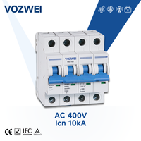 Disjoncteur miniature VOZWEI VB2-63 4P 4 pôles 1~63A AC400V AC 400 Volt 6kV 690V 10kA 7.5kA 6kA pour système d'énergie solaire photovoltaïque