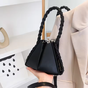 Sac à main pyramidal pour femme en PU imprimé couleur unie, sac bandoulière tendance en forme de triangle diagonal - Product Image 5