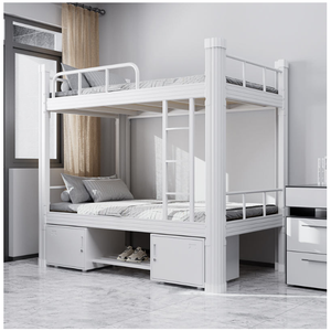 Современная металлическая двухъярусная кровать с местом для хранения для общежитий, коммерческая школьная мебель, металлическая двухъярусная кровать - Product Image 6