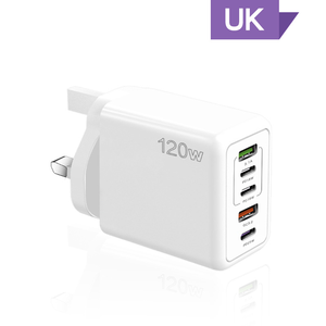อะแดปเตอร์ชาร์จเร็ว 120W วัสดุ PC+ABS ทนไฟ QC3.0 ช่องเสียบ 2USB+3PD สำหรับโทรศัพท์มือถือ iPhone Samsung รองรับปลั๊ก UK US EU - Product Image 2