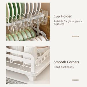 Custom Design Foldable <b>Racks</b> With Drainboard Cutlery & Cup Holder 2 Tier Black Dish Drying Drainer <b>Rack</b> for Kitchen Drain <b>Rack</b> - Product Image 2
