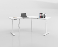 Bureau debout réglable en hauteur OMNI Safety Lock, bureau d'angle en L pour ordinateur avec contrôleur de mémoire