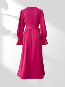 Último Modelo de Vestido Largo Musulmán, Estilo Árabe de Dubái, Modesto, Color Sólido, Elegante, Vestido Abaya de Satén, Vestido Islámico Musulmán para Mujer - Product Image 3