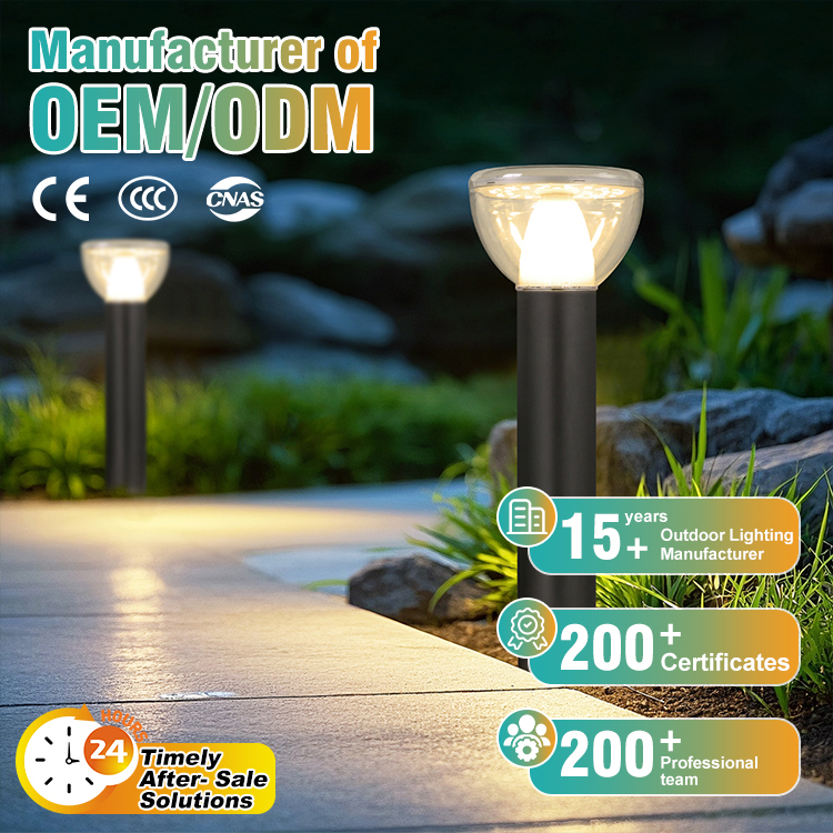 Outdoor Garden Decor Light Die-casting Aluminum PC 4.5W Landscape Solar Bollard Lamp Solar LED Lawn Light