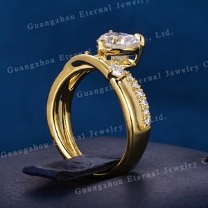 Anello da donna personalizzato gihpht CVD taglio a cuore Lab diamante Fine S925 argento 10K 14K 18K oro massiccio giallo fascia di fidanzamento - Product Image 4