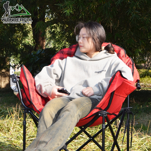 Chine fournisseur coussin chauffant pliant salon hiver acier lune rembourré aller à l'extérieur extra large <span class=keywords><strong>chaise</strong></span> de <span class=keywords><strong>camping</strong></span> à dossier haut confortable - Product Image 2