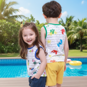 T-shirt d'été sans manches imprimé respirant de style coréen OZKIZ pour enfants unisexes de 2 à 7 ans – Vente en gros, tendance - Product Image 3