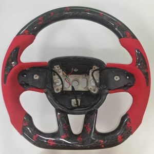 Volante Deportivo de Fibra de Carbono con Agarre Rojo de Alta Calidad para <span class=keywords><strong>Dodge</strong></span> Hellcat Challenger Charger - Product Image 4