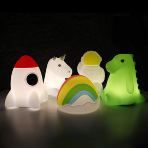 Custom Birthday Gift Cartoon Night Lights Animal Cute Changing LED Touch USB Lamp Children Baby Light Kids Silicone Night Lights