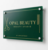 Enseigne de salon en acrylique personnalisée en gros, flottante, avec support mural, logo imprimé UV, découpe laser, directement de l'usine