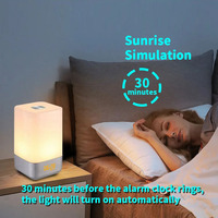 Lámpara Táctil Cubo, Luz Nocturna LED, Lámpara de Mesa, Luz para Despertar, Reloj Despertador con Simulación de Amanecer para Decoración del Hogar, Reloj Digital, Luz Nocturna LED