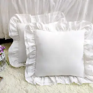 Ferme dentelle Euro couverture blanc décoratif à volants Euro oreiller Sham coton Shabby Chic taies d'oreiller taie d'oreiller