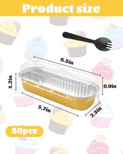 C200 200ml/150ml Pink Recyclable Rectangle Microwavable PP Aluminum <b>Foil</b> Food Grade Bread Tray Cake Pan Baking <b>Containers</b> Lid - Product Image 4