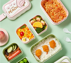 2.5 lít nhựa 2 lớp xếp chồng lên nhau Bento Hộp Ăn Trưa <span class=keywords><strong>container</strong></span> thực phẩm cho các trường học trẻ em với thiết lập dao kéo - Product Image 3