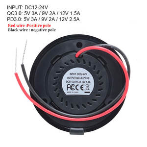 12V/24V Dual USB QC3.0 & PD soquete do carregador de carro, painel de montagem redonda redonda tomada USB para carro/barco/caminhão/marinho (IP65) - Product Image 5