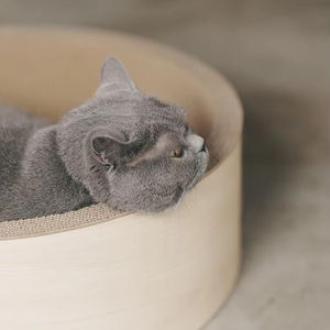 سرير عش خشبي رائع للقطط طراز كلاسيكي أنيق دائري مستلزمات حيوانات أليفة داخلية قابلة للطي للقطط للراحة واللعب - Product Image 2