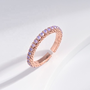 wholesale price plata 925 sterling <b>silver</b> open zircon <b>ring</b> fashion woman round <b>stacking</b> rose gold plated gemstone finger <b>rings</b> - Product Image 1
