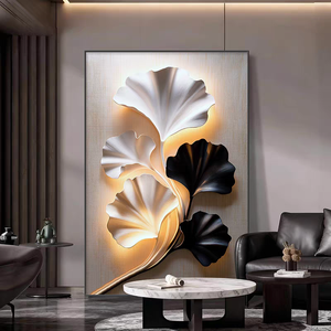 Tableaux muraux en porcelaine cristalline encadrés, série Fleurs Dorées, style floral nordique, pour fond de canapé, vente en gros usine - Product Image 5