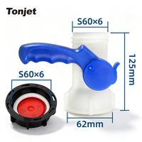 Vanne à boisseau sphérique en plastique pour réservoir IBC, corps blanc avec levier ergonomique bleu, contrôle rapide du débit pour distribution de liquides en vrac, PP