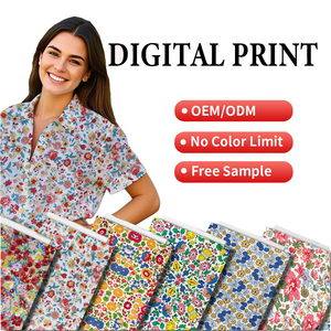 Tissu Popeline de Coton Tissé à Motif Floral <span class=keywords><strong>Bleu</strong></span> Écologique Personnalisé à Faible MOQ pour Chemises et Robes Unies pour Femmes - Product Image 5